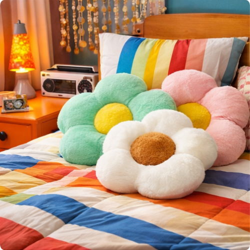 Coussin Fleur Coloré Moelleux