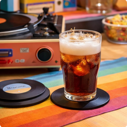 Dessous de Verre Vinyle Colorés Rétro