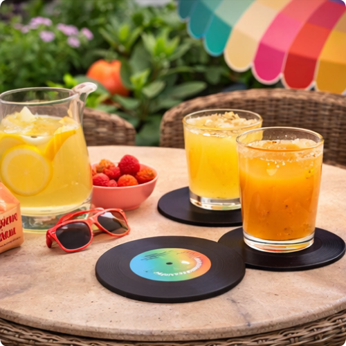 Dessous de Verre Vinyle Colorés Rétro