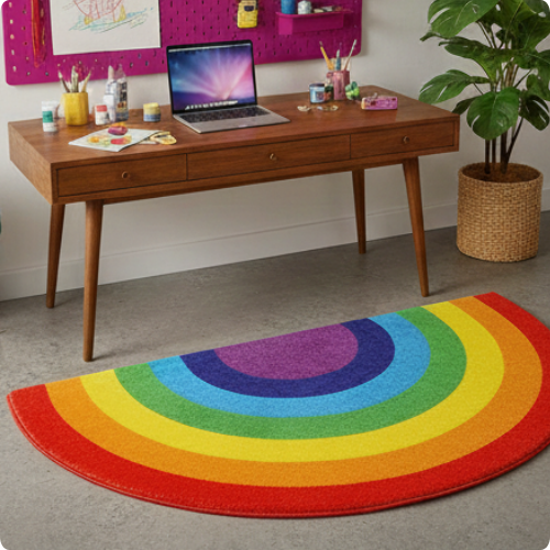 Tapis Demi-Lune Arc-En-Ciel Antidérapant