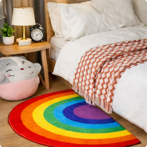 Tapis Demi-Lune Arc-En-Ciel Antidérapant